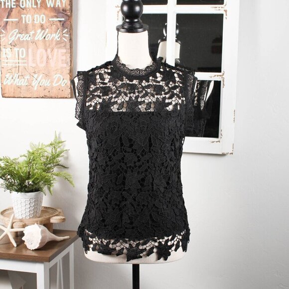 Nanette Lepore Black Lace Sleeveless Blouse - Size Small - Picture 2 of 10